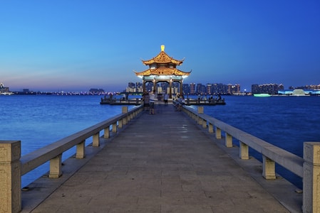 苏州-金鸡湖-亭子-夜景-凉亭 图片素材