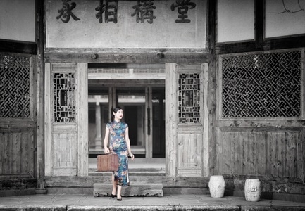 人像-旗袍风-美女-女性-女人 图片素材