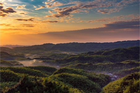 风景-云雾-乡村-霞光-风景 图片素材