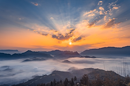 风光-霞光-清早-山-山脉 图片素材