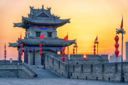 西安-城市-旅行-夜景-古建筑 图片素材