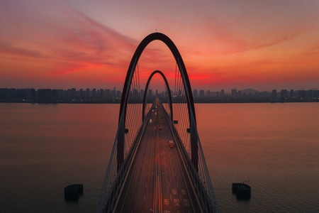 杭州市-跨海-斜拉桥-桥梁-建筑 图片素材