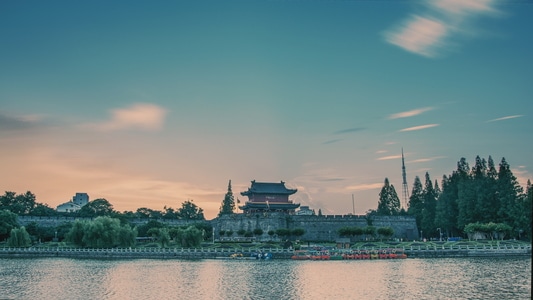 建筑-日落-古建筑-古城-荆州 图片素材