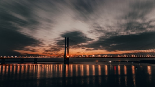 建筑-城市-长江大桥-日落-夜景 图片素材
