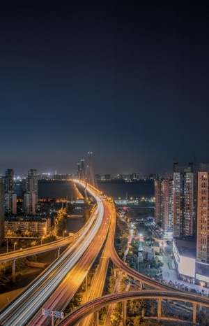 武汉-城市-夜景-车流-高楼 图片素材