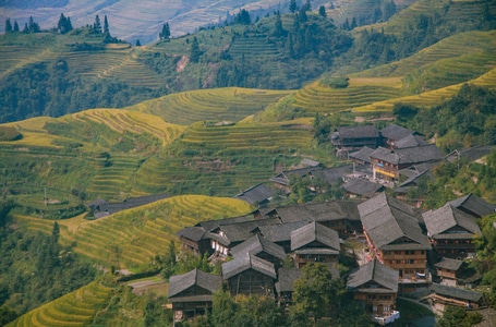 美丽乡村-风景-人与自然-户外-徒步 图片素材