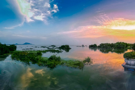 鸟瞰-夕阳-风景-电脑传图-合肥市 图片素材