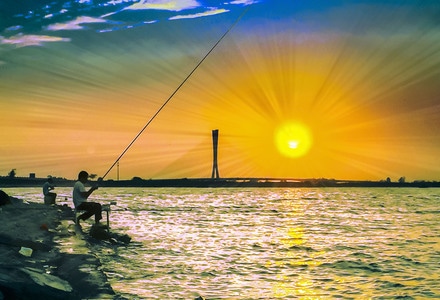 我要上封面-夕阳-风景-电脑传图-水 图片素材