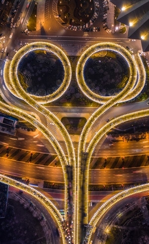 航拍-桥-城市-立交-夜景 图片素材