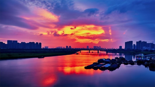 氛围-城市-风景-朝霞-霞光 图片素材
