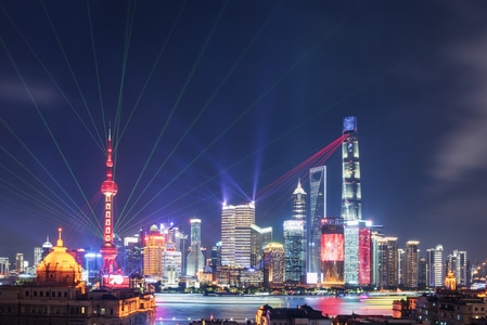 上海-国庆-射灯-夜景-城市风光 图片素材
