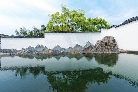 旅行-苏州-墙-水池-石头 图片素材
