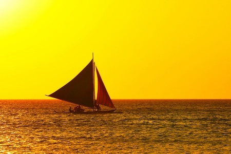 旅行-风光-长滩岛-帆船-游船 图片素材