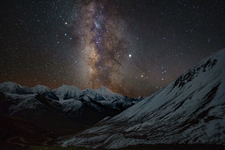 川西-贡嘎雪山-银河-星空-雪山 图片素材