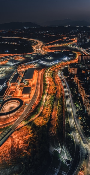 夜色-灯光-口岸-道路-莲塘口岸 图片素材