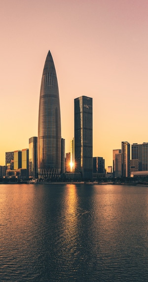 日落-夕阳-城市-高楼-摩天大楼 图片素材