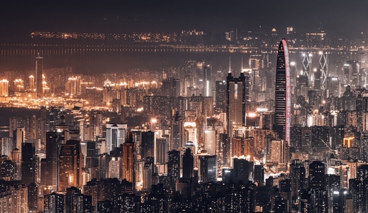 深圳-城市-建筑-夜晚-灯光 图片素材