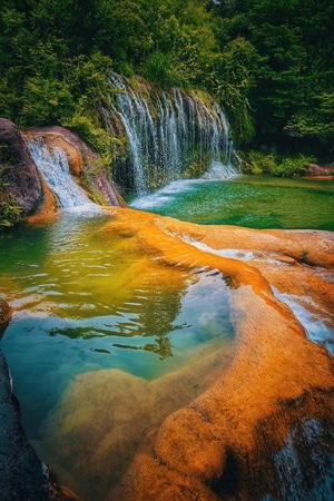 自然风光-瀑布-溪流-色彩-瀑布 图片素材