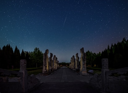 夜色-明祖陵-神道-石像-石刻 图片素材