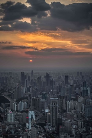 城市-日落-上海-天空-傍晚 图片素材