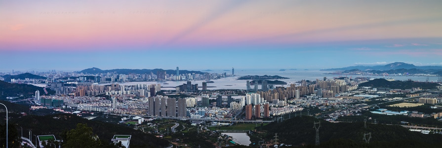 夕阳-蓝天白云-滨海-夜景-厦门 图片素材