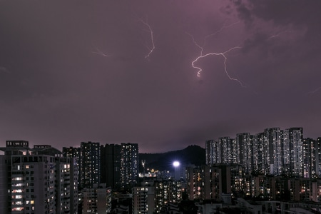 雷电-城市-建筑-房屋-高楼 图片素材