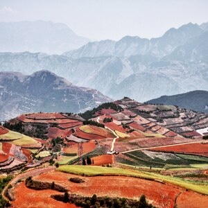 色彩-纹理-红土地-乡村-风景 图片素材