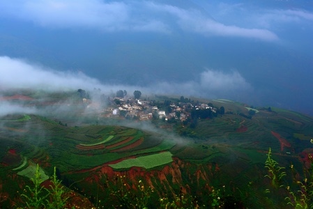 纪实-蓝-风光-旅行-梯田 图片素材