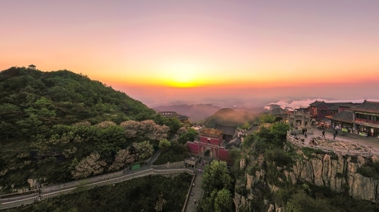 泰山-风光-夕阳-南天门-泰山 图片素材