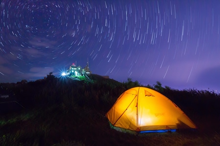泰山-夜景-星轨-泰山-山 图片素材