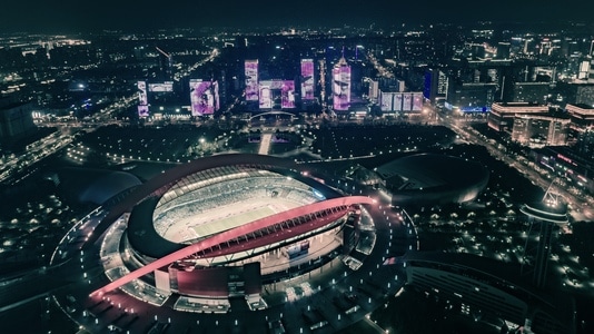 航拍-南京-夜景-江苏大剧院-建筑 图片素材