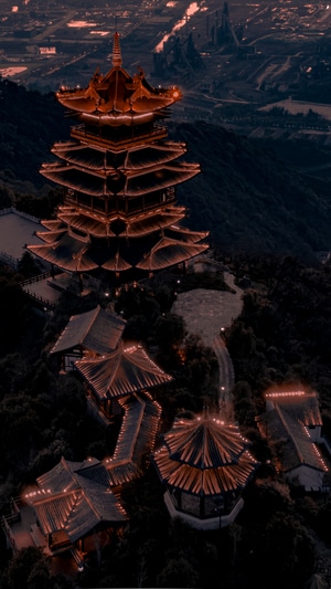 杭州-航拍-半山-望宸阁-望宸阁 图片素材