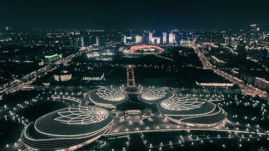 南京-航拍-江苏大剧院-夜景-江苏大剧院 图片素材