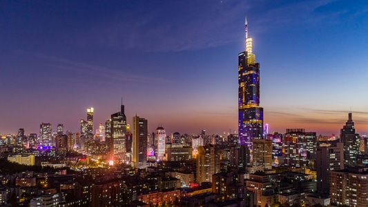 航拍-南京-紫峰大厦-城市-城市风光 图片素材