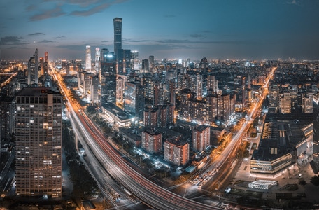 北京-北京cbd-国贸cbd-夜景-全景 图片素材