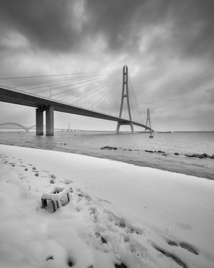 三桥-黑白-雪景-三桥-桥 图片素材