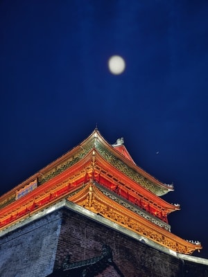 西安-夜景-钟楼-夜景-古建筑 图片素材