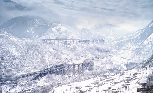 川西-雅西高速-雅西高速-公路-雪山 图片素材