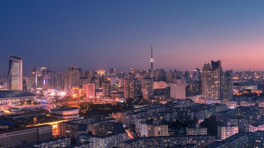 城市聚落-城市-晚霞-城市-建筑 图片素材