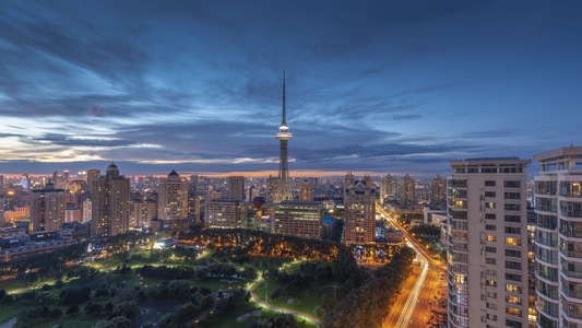 城市依旧-我的2019-晚霞-城市脉络-建筑 图片素材