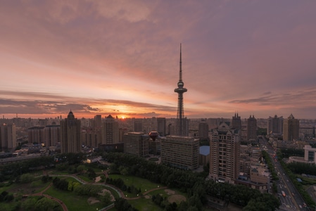 城市天际线-晚霞-城市-城市风光-建筑 图片素材