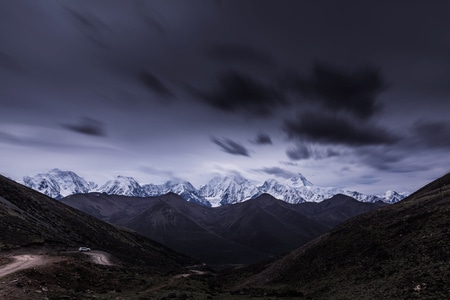 自驾-贡嘎-天空-雪山-山峰 图片素材