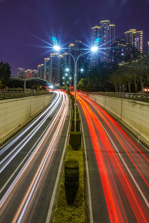 车流-色彩-蓝调-城市夜景-夜景 图片素材