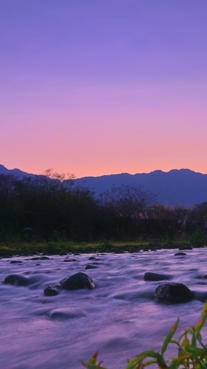 小溪-晚霞-日落-蓝调-夜景 图片素材
