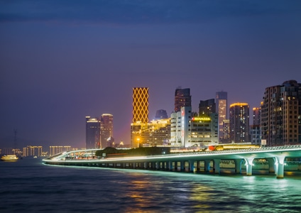 城市夜景-夜景-色彩-交通-车流 图片素材
