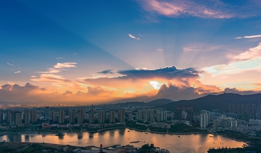 城市风光-色彩-城市-夏天-日落 图片素材