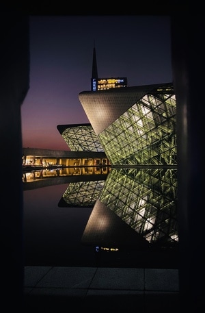 广州-夜景-倒影-手机摄影-iphone 图片素材