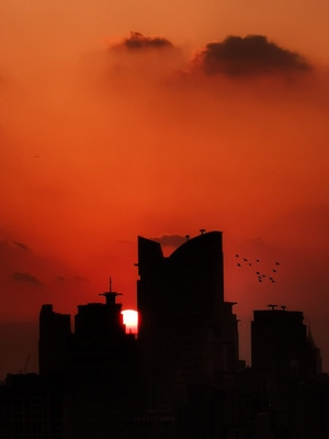 手机摄影-城市-太阳-日落-光影 图片素材