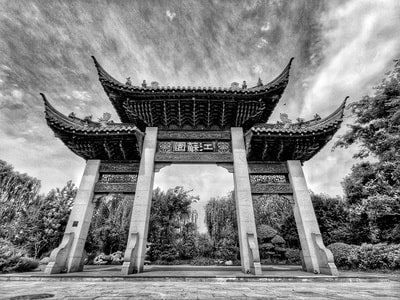 黑白-街拍-胶片-门-石门 图片素材