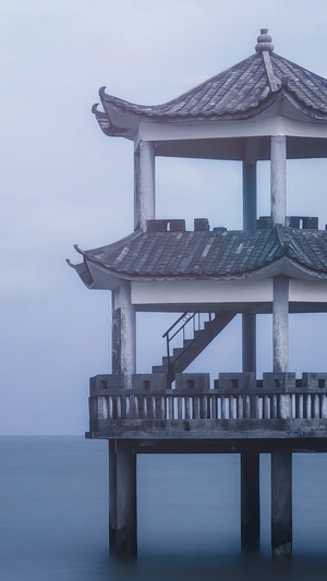 海岸线-海岸-海边-楼阁-防城港 图片素材